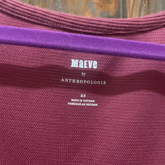NWOT Maeve Berry Magenta Ribbed Tiered Sleeve Top 2X - Picture 5 of 6